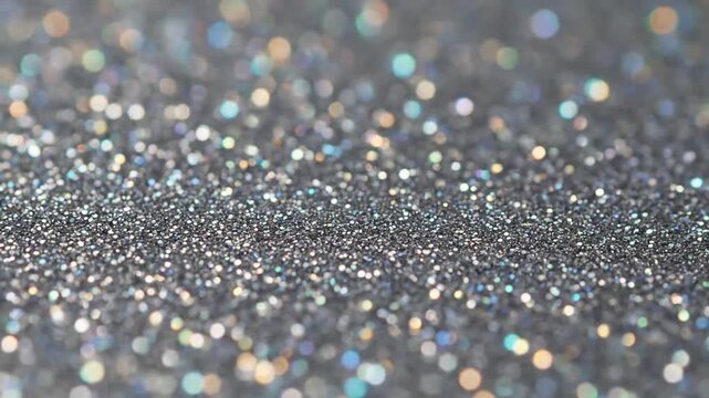 Elegant Monochromatic Sparkle Highlighting the luxurious and refined feel of a single-color glitter (e.g., silver or charcoal), capturing its reflective qualities and the interplay of soft light