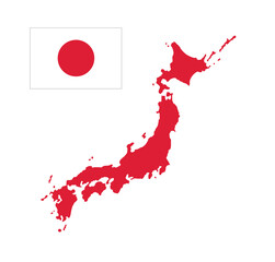 Japan map and flag, The national flag of Italy, Vector illustration.
