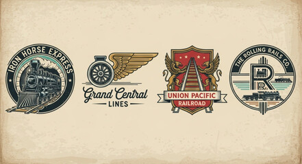 Vintage Train Company Logos Collection. © Muhril
