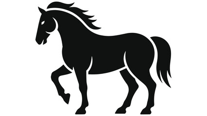 Fototapeta premium Elegant Horse Zodiac Silhouette Vector: Minimalist Chinese Astrology Sign, Black & White Animal Symbol for Logo, Tattoo, Poster, and Graphic Design Projects