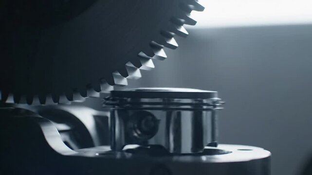 Abstract Piston Movement Tight macro side profile, smooth extension and retraction