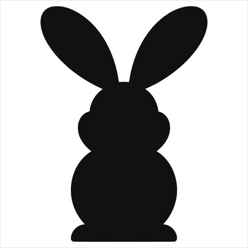 Chinese Zodiac Rabbit Silhouette Vector - Minimalist Black Bunny Icon for Lunar New Year, Astrology, and Horoscope Designs. Simple Hare Graphic Symbol Isolated on White Background Illustration.