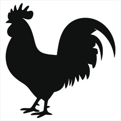 Rooster Zodiac Silhouette Vector Chinese New Year Animal Astrology Symbol Cockerel Cock Bird Illustration Graphic Design Element Isolated Black Shape Traditional Horoscope Farm Poultry Sign Art Bold © Tanver