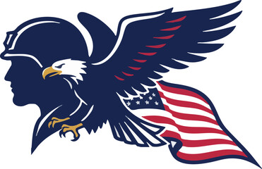 Fototapeta premium Patriotic American Soldier Eagle Flag Symbol Design