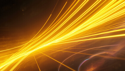 A vibrant display of golden light streaks across a dark background