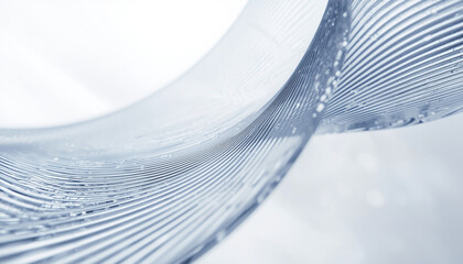 A close-up view of a transparent glass or plastic object with a ribbed surface