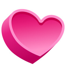 3D Pink Heart Box Illustration with Realistic Shadows and Vibrant Gradient Glossy Texture, Perfect for Valentine's Day, Romance, and Wedding Design.