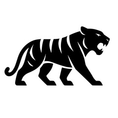 Obraz premium Modern Minimalist Black Tiger Silhouette Energetic Graphic