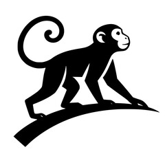 Obraz premium Minimalist illustration of a monkey in a playful mood