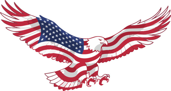Majestic Eagle with American Flag Pattern Wings Patriotism