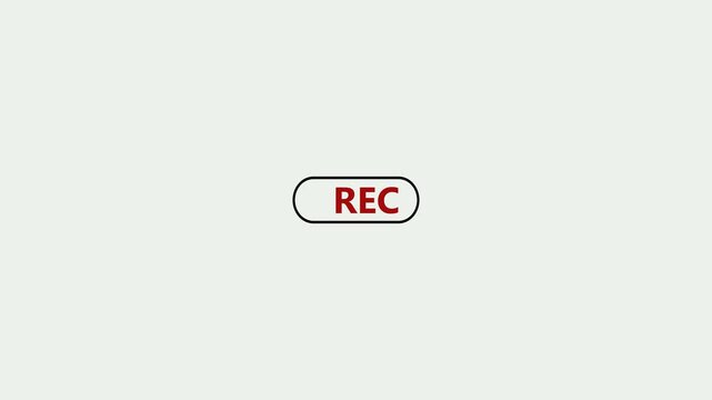Recording button animation on a transparent background, framed recording sign, video camera viewfinder overlay sign, recording video button, broadcasting, voice recorder in 4k. 