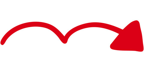 Vector illustration of Filled single-line hand-drawn arrow 8 (red)