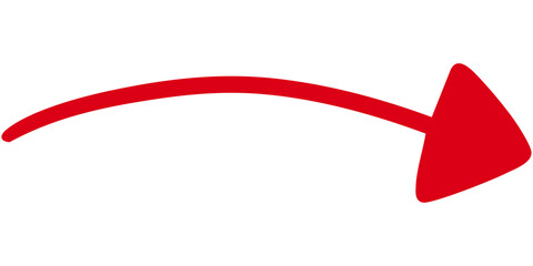 Vector illustration of Filled single-line hand-drawn arrow 9 (red)