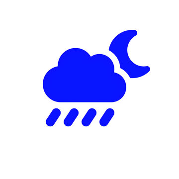 Blue Cloud with Rain Icon &ndash; Rainy Weather Forecast Symbol on transparent background 
