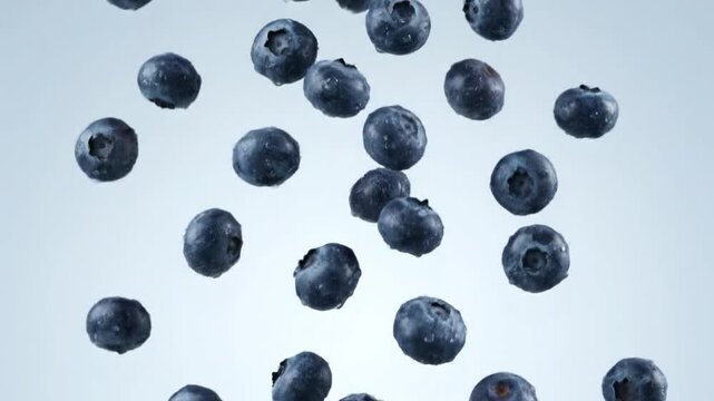 Blueberries cascading from above, a delightful burst of healthy antioxidants and delicious flavor for your culinary creations and wellness journey