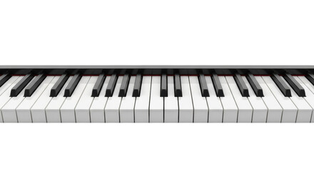 Piano keyboard keys isolated PNG, musical instrument with black and white keys for music production and performance on transparent background © Aliona