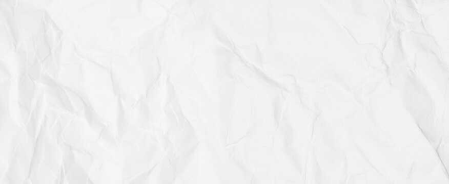 Banner con sfondo di carta bianca stropicciata con texture rugosa e ombre profonde