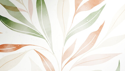 Fototapeta premium Pastel watercolor botanical backdrop with a clean minimalist layout. Subtle floral elements and soft gradients create a calm and refined design atmosphere.