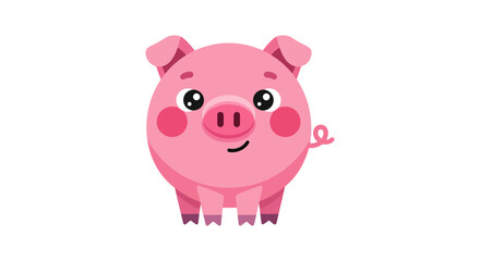 Fototapeta premium Cute Pink Piglet Cartoon Character Illustration.