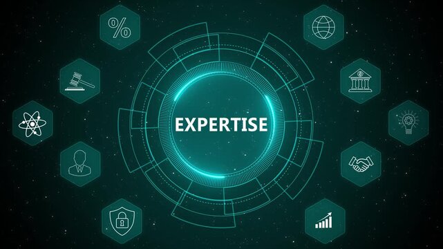 Business Expertise Professional Skills Concept with Futuristic Digital Technology Interface and Corporate Knowledge Management Visualization 4K animation video