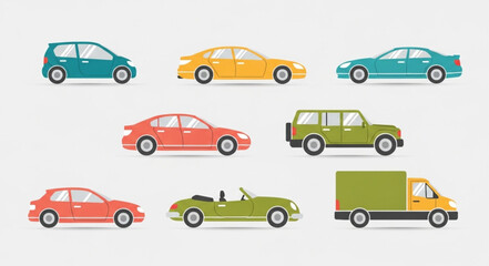 Collection of diverse vehicles including cars trucks and vans.