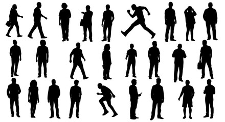 Fototapeta premium Collection of diverse human silhouettes in various poses.