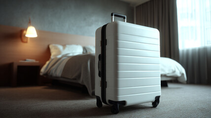 Naklejka premium luggage in hotel room.