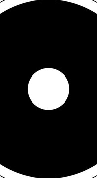 Simple vertical black white geometric transition with round forms on green screen. Loop shape animated transition