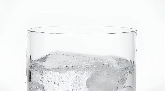 Ice Cubes Dropping into Glass of Water.