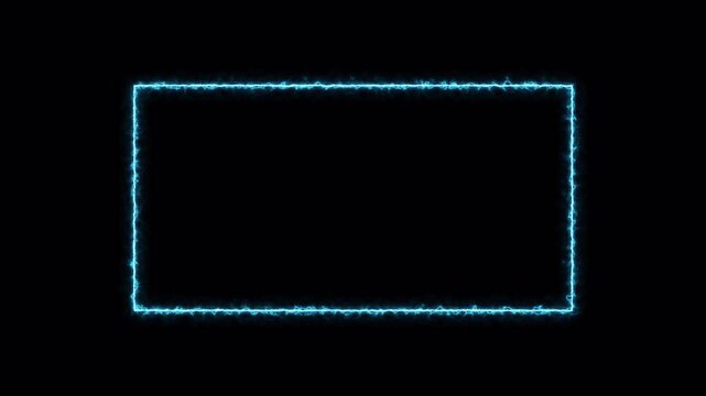 Rectangle animation glowing neon frame background , Neon line box animation, Square rectangle picture frame glowing neon animation on trasparent background.