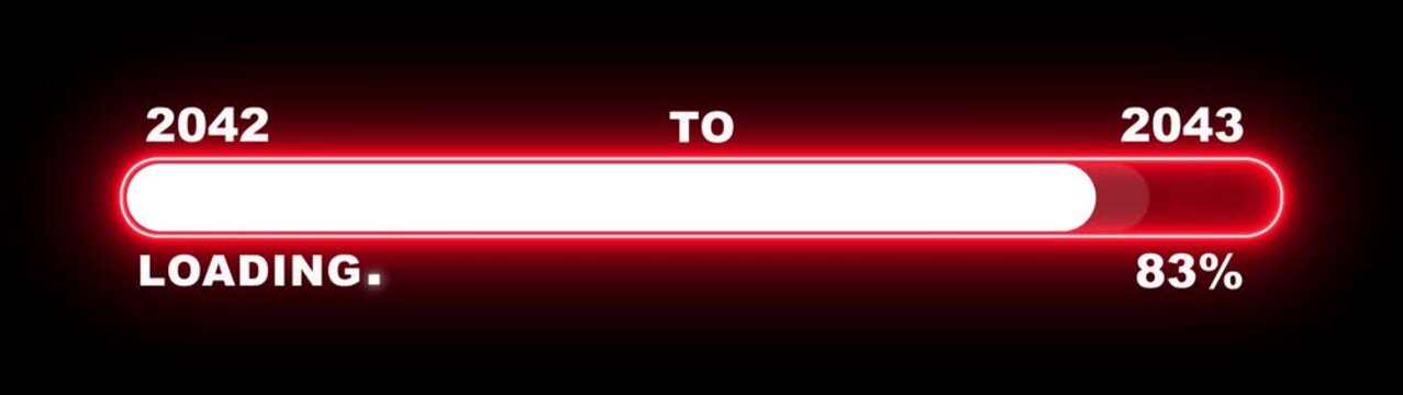 New year 2043 loading bar animation Year changing from 2042 to 2043. Loading bar from 2042 to 2043 new year transfer animation. Almost reaching New Year, loading business progress.