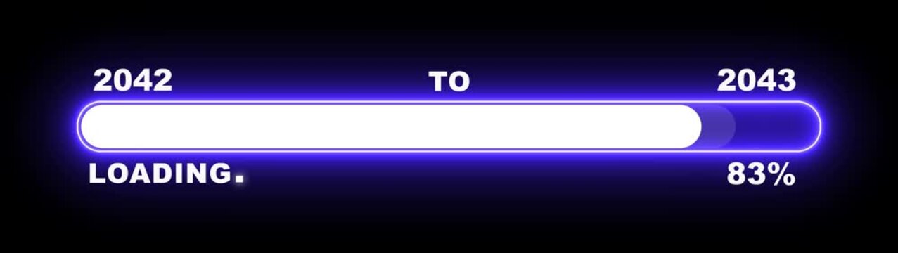 New year 2043 loading bar animation Year changing from 2042 to 2043. Loading bar from 2042 to 2043 new year transfer animation. Almost reaching New Year, loading business progress.
