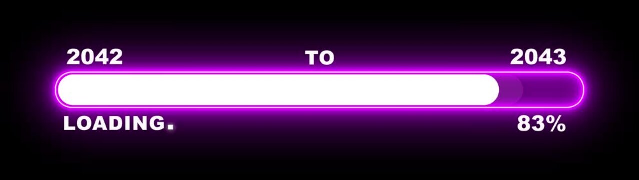 New year 2043 loading bar animation Year changing from 2042 to 2043. Loading bar from 2042 to 2043 new year transfer animation. Almost reaching New Year, loading business progress.