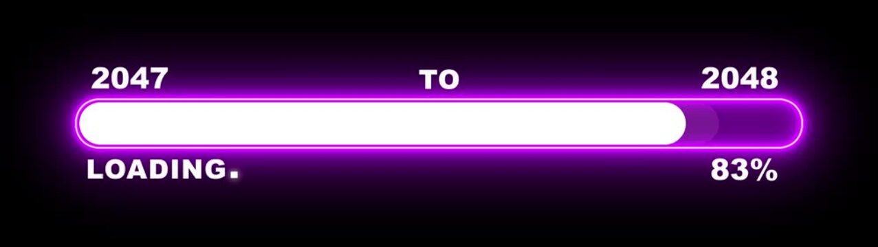 New year 2048 loading bar animation Year changing from 2047 to 2048. Loading bar from 2047 to 2048 new year transfer animation. Almost reaching New Year, loading business progress.