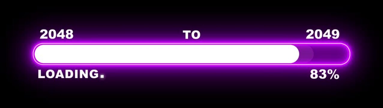 New year 2049 loading bar animation Year changing from 2048 to 2049. Loading bar from 2048 to 2049 new year transfer animation. Almost reaching New Year, loading business progress.