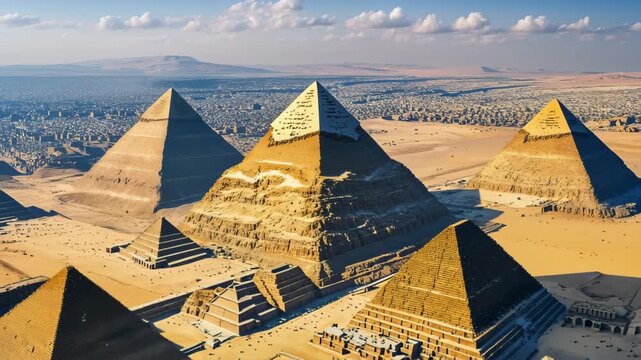 Aerial View of the Great Pyramids of Giza: A Journey Through Ancient Egyptian Civilization