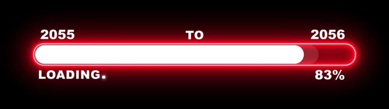 New year 2056 loading bar animation Year changing from 2055 to 2056. Loading bar from 2055 to 2056 new year transfer animation. Almost reaching New Year, loading business progress.