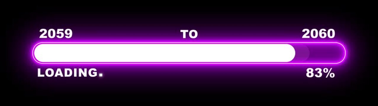 New year 2060 loading bar animation Year changing from 2059 to 2060. Loading bar from 2059 to 2060 new year transfer animation. Almost reaching New Year, loading business progress.