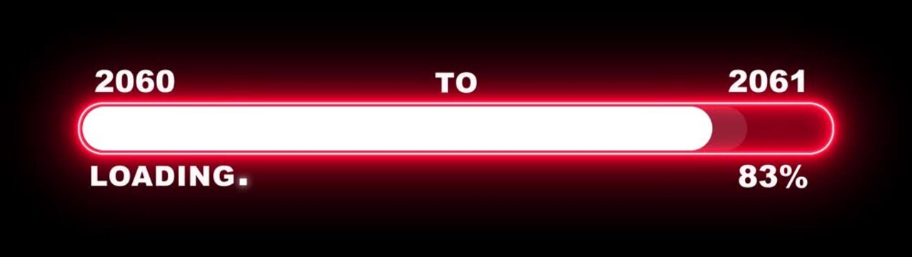 New year 2061 loading bar animation Year changing from 2060 to 2061. Loading bar from 2060 to 2061 new year transfer animation. Almost reaching New Year, loading business progress.
