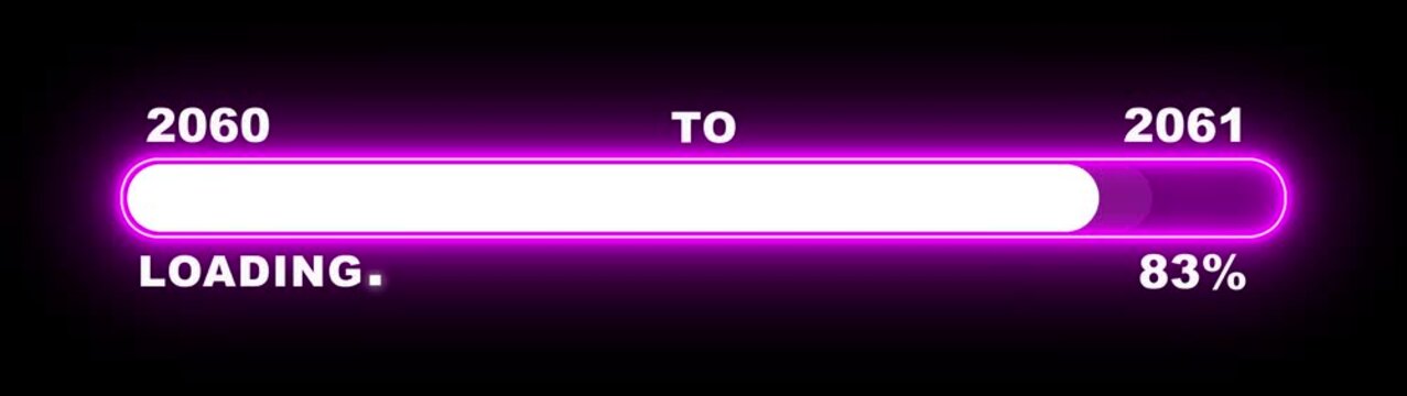 New year 2061 loading bar animation Year changing from 2060 to 2061. Loading bar from 2060 to 2061 new year transfer animation. Almost reaching New Year, loading business progress.