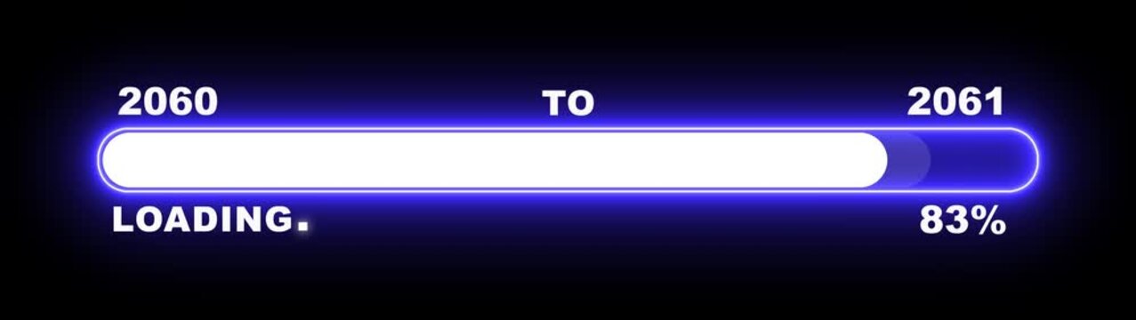 New year 2061 loading bar animation Year changing from 2060 to 2061. Loading bar from 2060 to 2061 new year transfer animation. Almost reaching New Year, loading business progress.