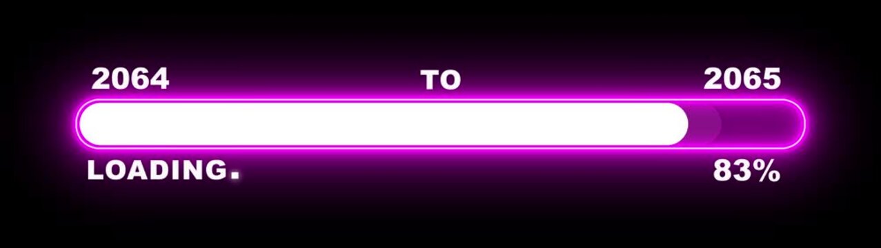 New year 2065 loading bar animation Year changing from 2064 to 2065. Loading bar from 2064 to 2065 new year transfer animation. Almost reaching New Year, loading business progress.