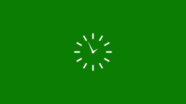Glowing Fast wall clock icon animation. stop watch icon animation. clock icon with moving arrows in 12 hour loop 4K
