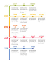 Naklejka na ściany i meble Vertical timeline infographic template with five parts with months