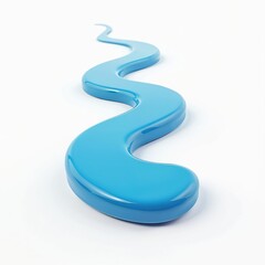Blue glossy 3D river wave element curves across white backdrop. Simple, clean graphic for creative projects, representing flow, movement, and nature concepts.