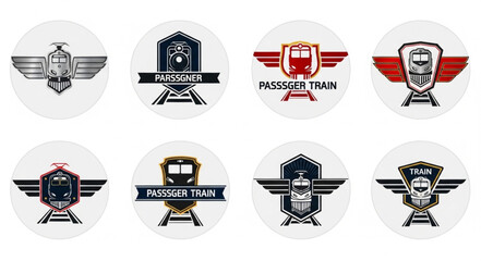 Collection of Vintage Train Logos and Emblems. © Roki