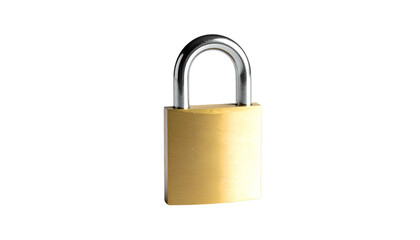 Fototapeta premium Metal padlock with brass body and silver shackle on black
