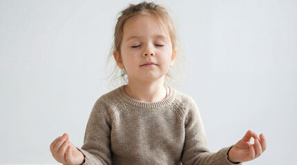 Child meditating peacefully.
