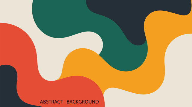 Abstract retro background with colorful organic flowing fluid shapes and vibrant liquid waves in 70s style