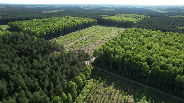 Aerial View Lush Green Forests, Deforestation, Nature Landscape, Trees